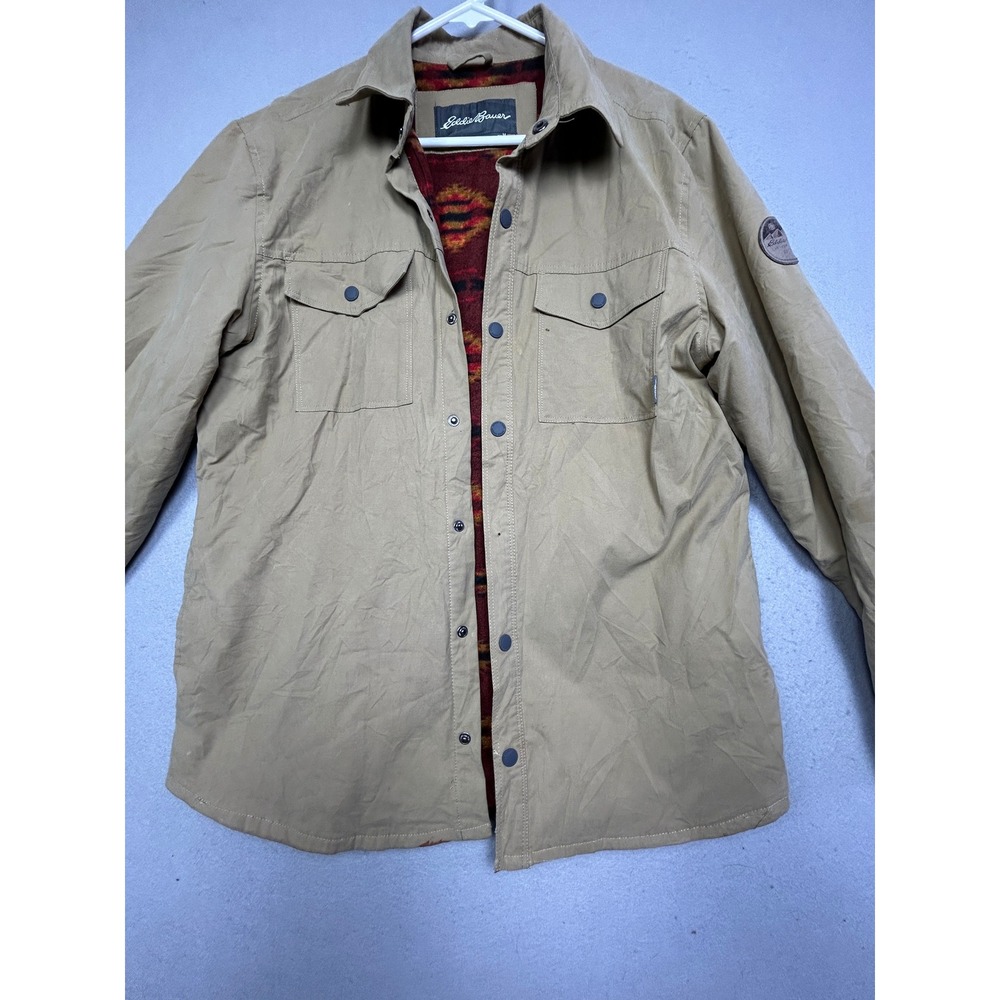 Eddie Bauer Shirt Jacket Cotton Tan Medium Mens